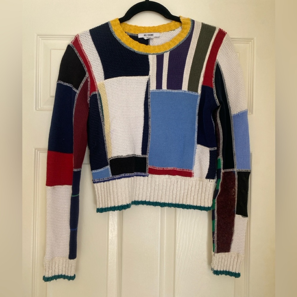 RE/DONE Patchwork Crew Neck Sweater